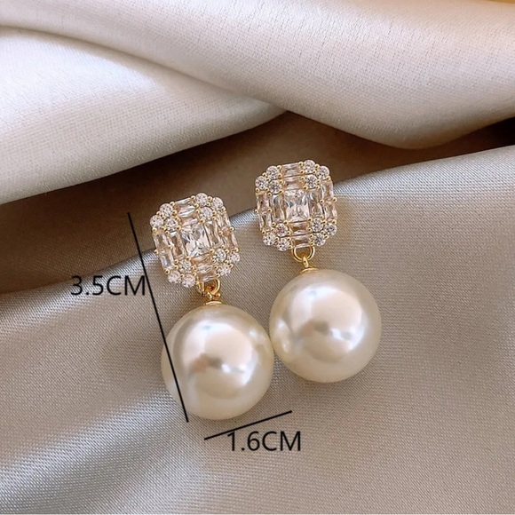 New Pearl and Rhinestones Drop Earrings Luxury Pendant’s - Picture 3 of 5